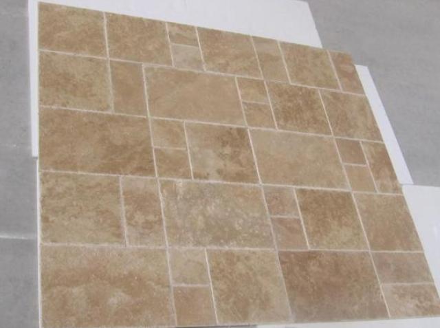 Dark Walnut French Pattern Br & Ch Travertine Premium