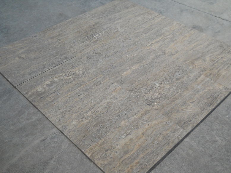 24 x 24 Silver Travertine Veincut Filled&Honed Premium