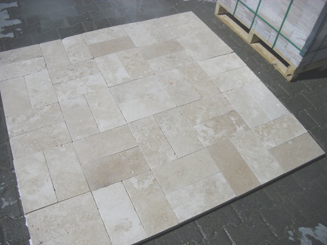 6x12 Ivory Light Tumbled Travertine Paver Premium